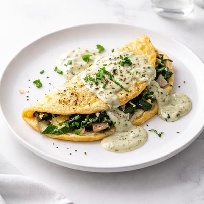 Image of Whole30 Savory Omelette with Creamy Herb Sauce