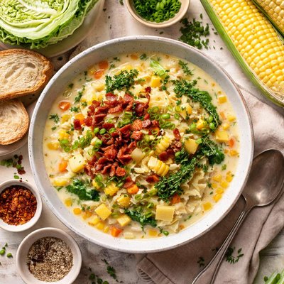 Image of Savoy Cabbage and Corn Chowder