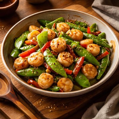 Image of Scallop and Snow Pea Stir Fry