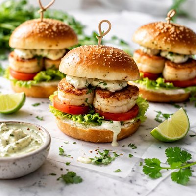 Image of Scallop Burger Sliders with a Cilantro Lime Mayo