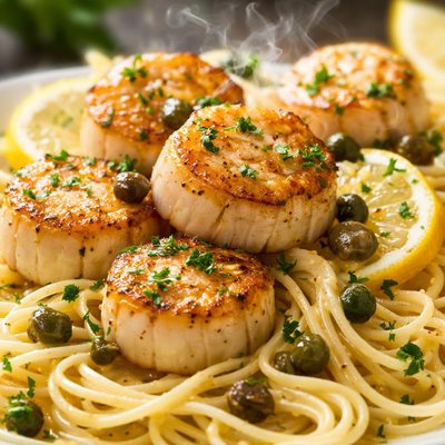 Image of Scallop Piccata on Angel Hair Pasta