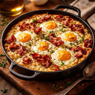 Image of Scalloped Eggs and Bacon