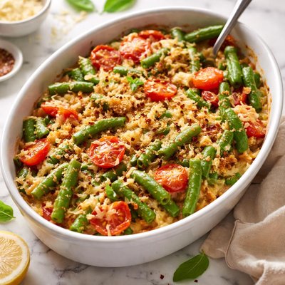 Image of Scalloped Green Beans and Tomatoes