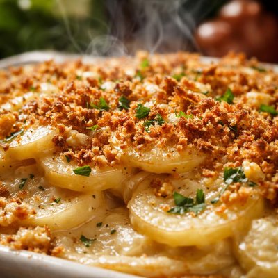 Image of Scalloped Potatoes with Bread Crumb Topping
