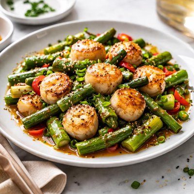 Image of Scallops and Asparagus Stir Fry