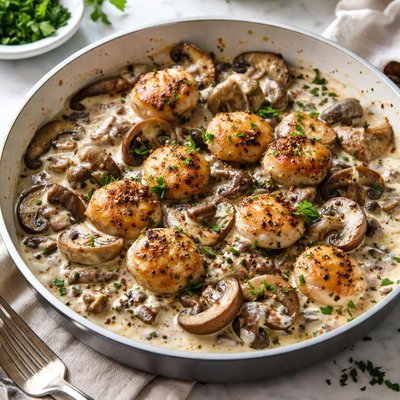 Image of Scallops Mushrooms in Sour Cream