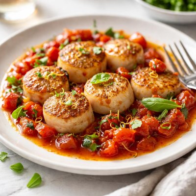 Image of Scallops with Fresh Tomato Sauce