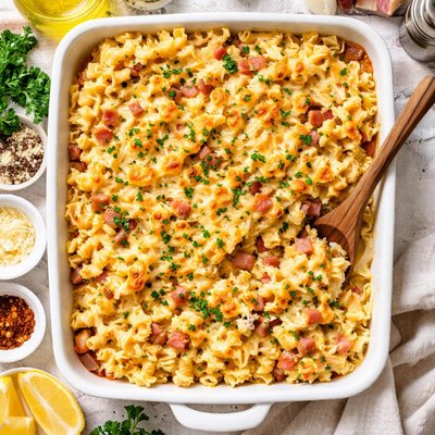 Image of Schinkenfleckerln Ham Noodle Casserole
