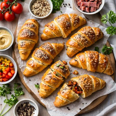 Image of Croissants de jamón bajo en carbohidratos.