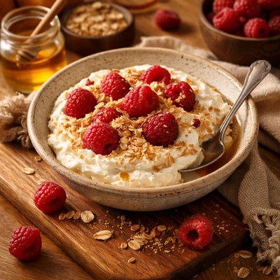 Image of Scottish Cream Crowdie with Raspberries
