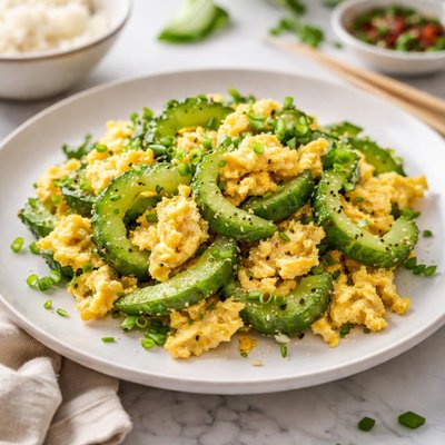 Image of Scrambled Eggs with Bitter Melon