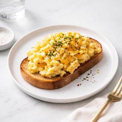 Image of Scrambled Eggs with Cheddar on Toast