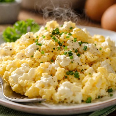 Image of Vegetarian Scrambled Eggs with Cottage Cheese