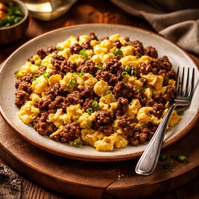 Image of Whole30 Scrambled Eggs with Ground Beef
