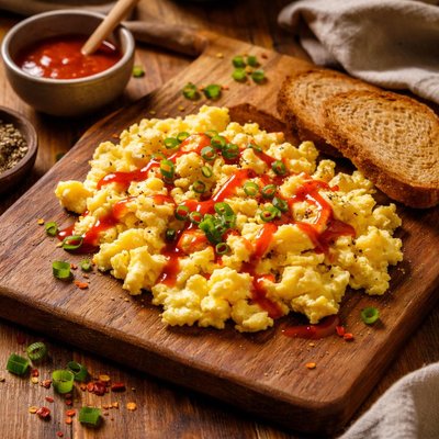 Image of Whole30 Scrambled Eggs with Hot Sauce