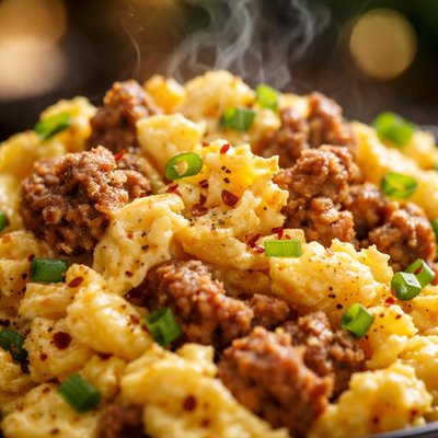 Image of Vegetarian Scrambled Eggs with Sausage