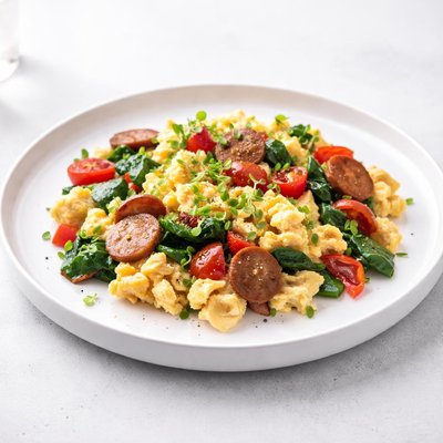 Image of Whole30 Scrambled Eggs with Sausage and Vegetables