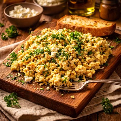 Image of Scrambled Tofu with Herbs and Cheese by Deborah Madison