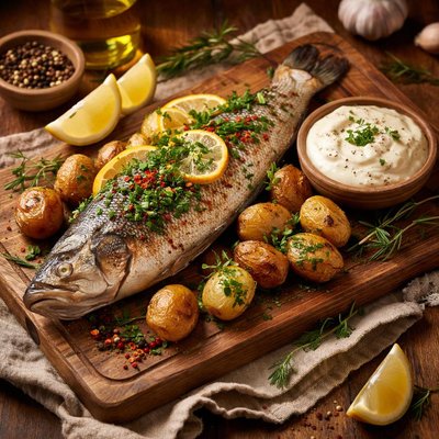 Image of Sea Bass with Garlic Mayonnaise