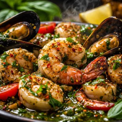 Image of Seafood in Basil Sauce