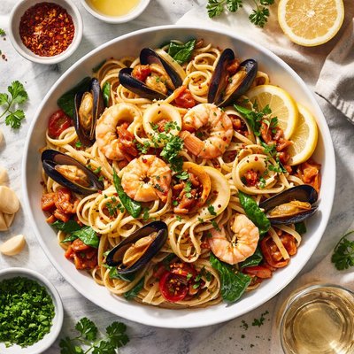 Image of Seafood Linguine with Sun Dried Tomatoes