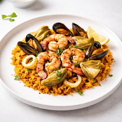 Image of Seafood Paella with Artichokes