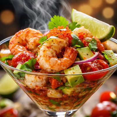 Image of Seafood Salad Martini with Vodka Habanero Dressing