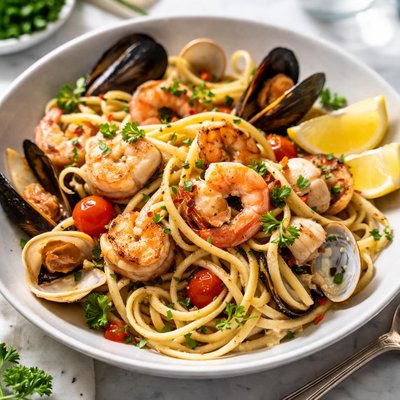 Image of Seafood Saute with Linguinne