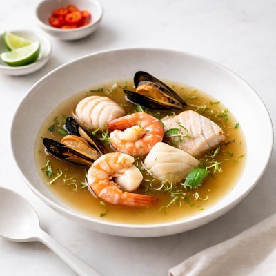 Image of Seafood Soup with Ginger Broth