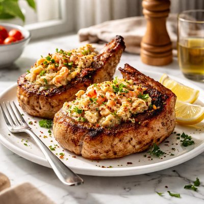 Image of Seafood Stuffed Pork Chops