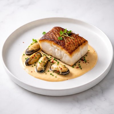 Image of Seared Cod with Spicy Mussel Aioli