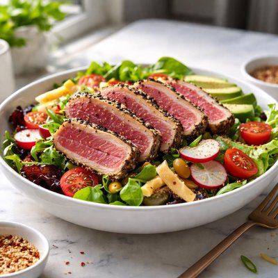 Image of Seared Encrusted Tuna Steak Salad