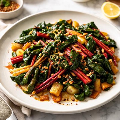 Image of Seared Rainbow Chard with Leeks
