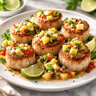 Image of Seared Sea Scallops with Tropical Salsa