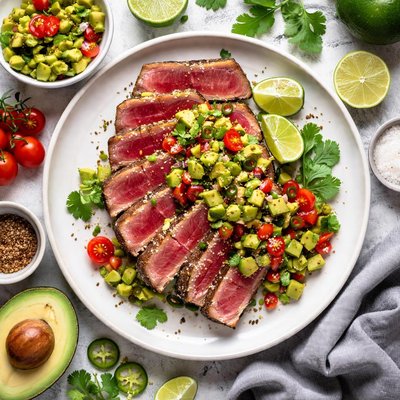Image of Seared Tuna Steak with Avocado Salsa