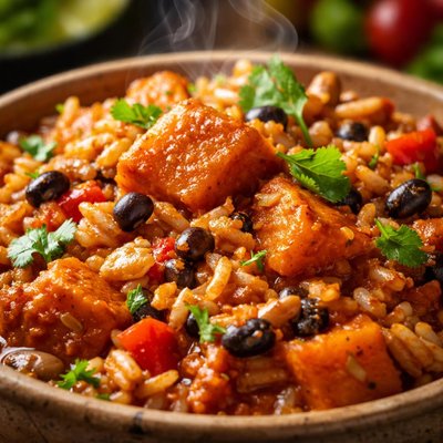 Image of Senegalese Sweet Potato Rice and Beans Stew