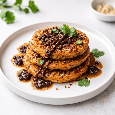 Image of Sesame Carrot Pancakes W Black Bean Garlic Sauce