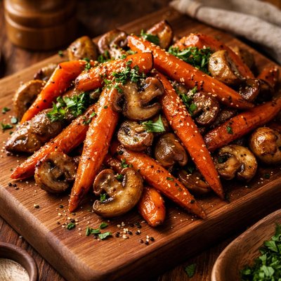 Image of Sesame Carrots and Mushrooms