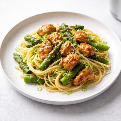 Image of Sesame Chicken and Asparagus Pasta