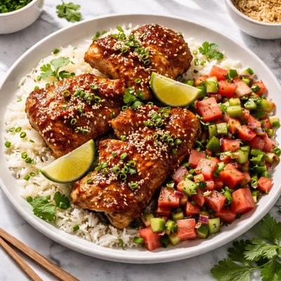 Image of Sesame Chile Chicken with Gingered Watermelon Salsa