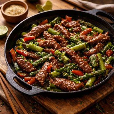 Image of Sesame Ginger Beef and Asparagus Stir Fry