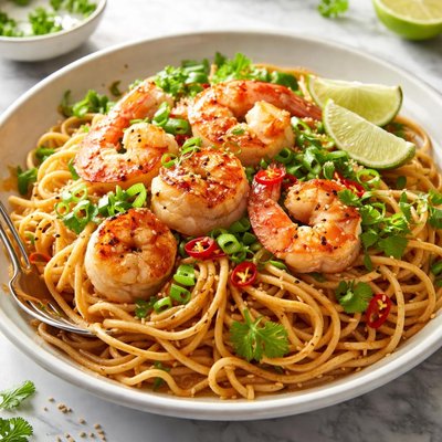 Image of Sesame Ginger Pasta with Shrimp and Scallops