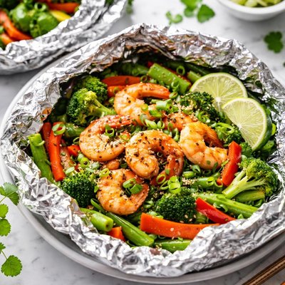 Image of Sesame Ginger Shrimp and Vegetable Packets