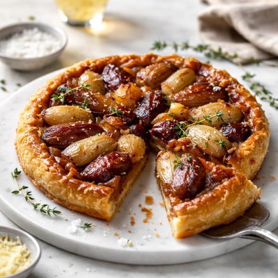 Image of Shallot and Garlic Tarte Tatin with Parmesan Pastry