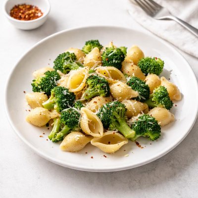 Image of Shell Pasta with Broccoli Garlic