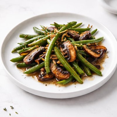 Image of Sherried Green Beans with Portobello Mushrooms