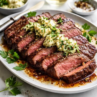 Image of Sherried London Broil with Herb Butter