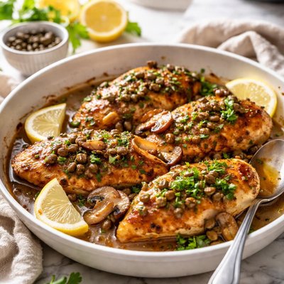 Image of Sherry Chicken Breasts W Shrooms and Capers
