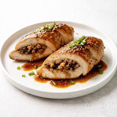 Image of Shiitake Stuffed Chicken Breasts with Teriyaki Glaze