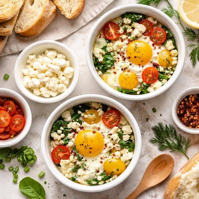 Image of Shirred Eggs with Feta